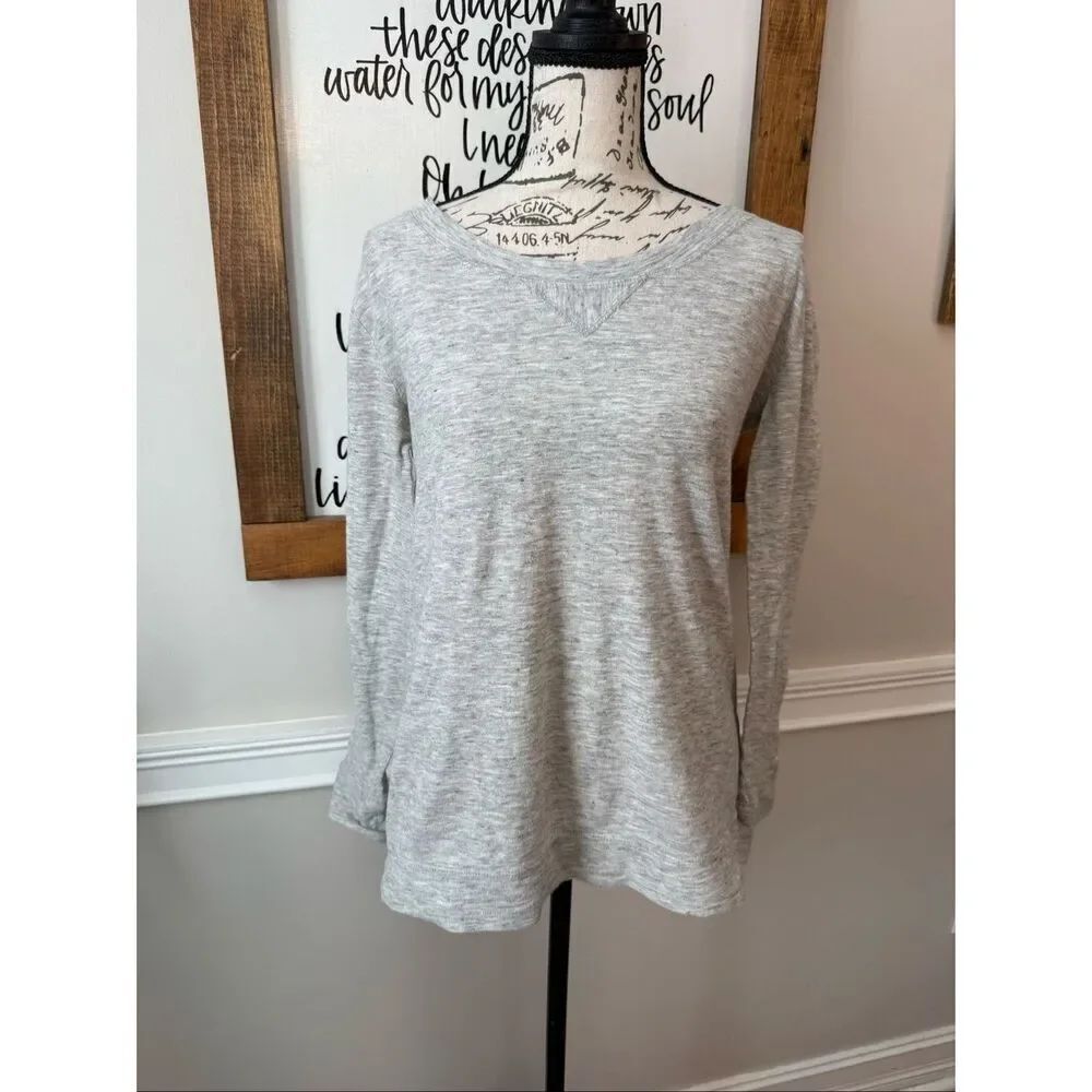J. Crew Women's Heather Cotton Wool Long Sleeve Pullover Sweater Gray Small